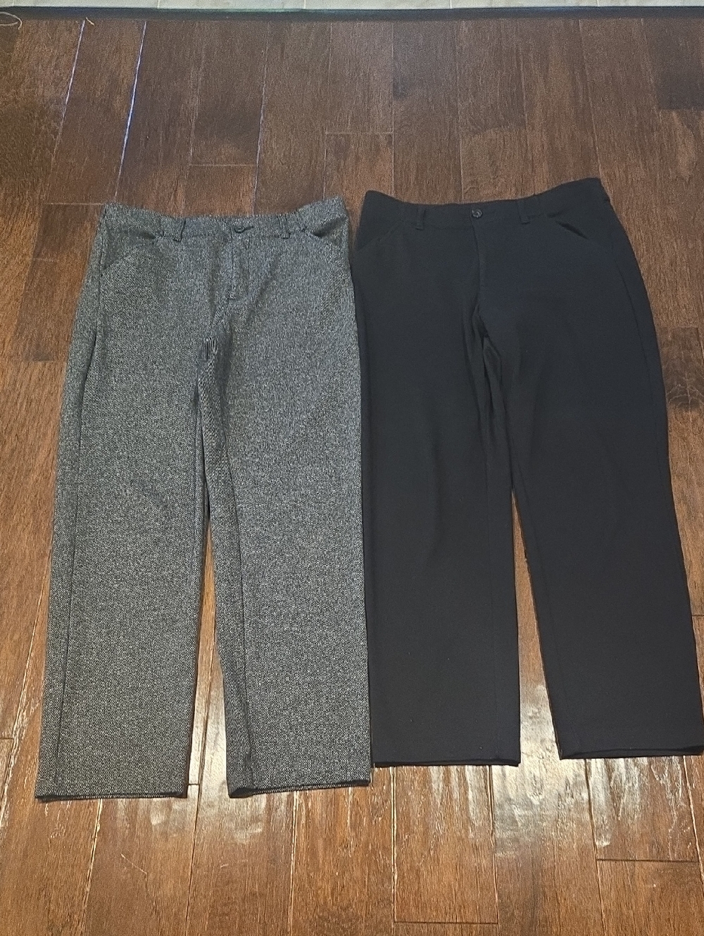 Time and Tru Women's Straight-Leg Pants Duo - Black & Gray Size 14